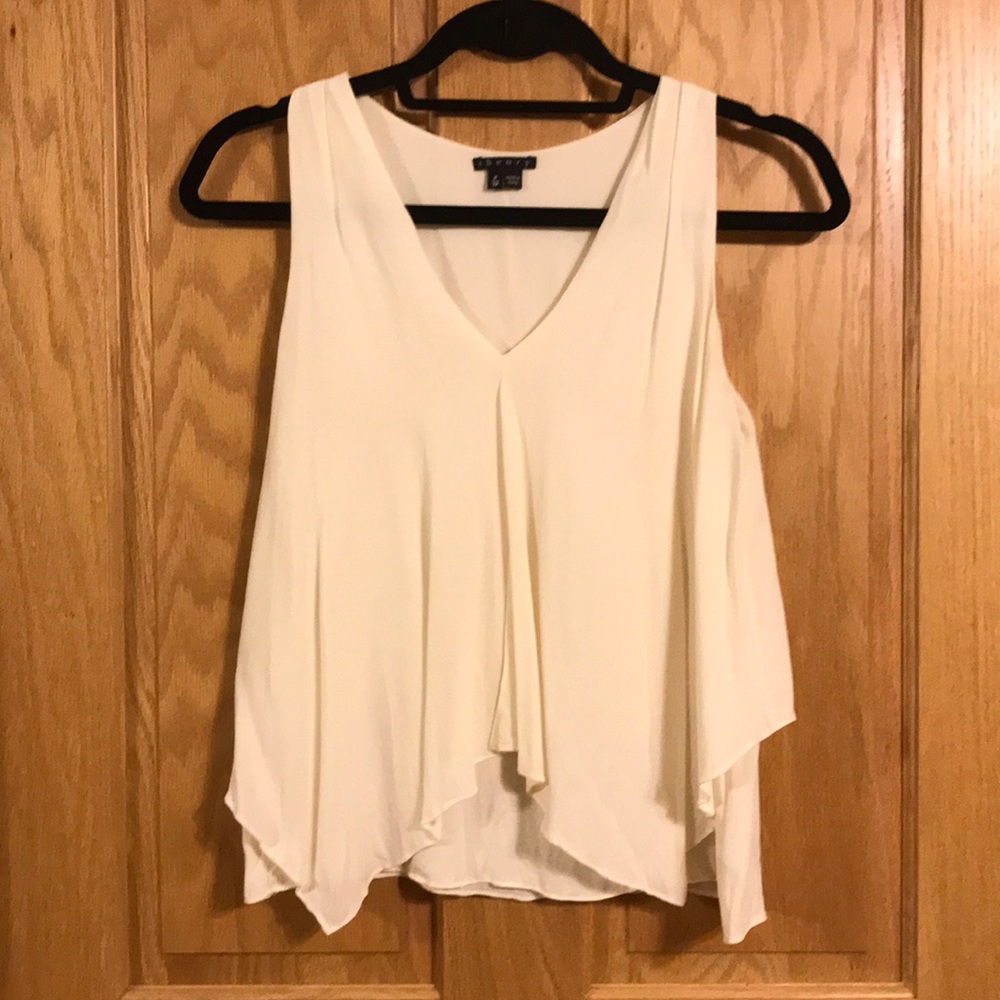 Theory cream silk tank with overlay